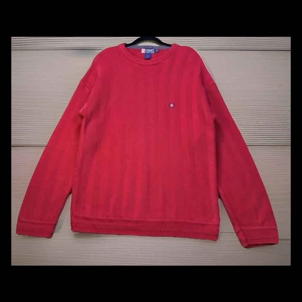 Vtg 90’s Chaps Ralph Lauren Mens Red Hand Framed Preppy TimelessPullover Sweater